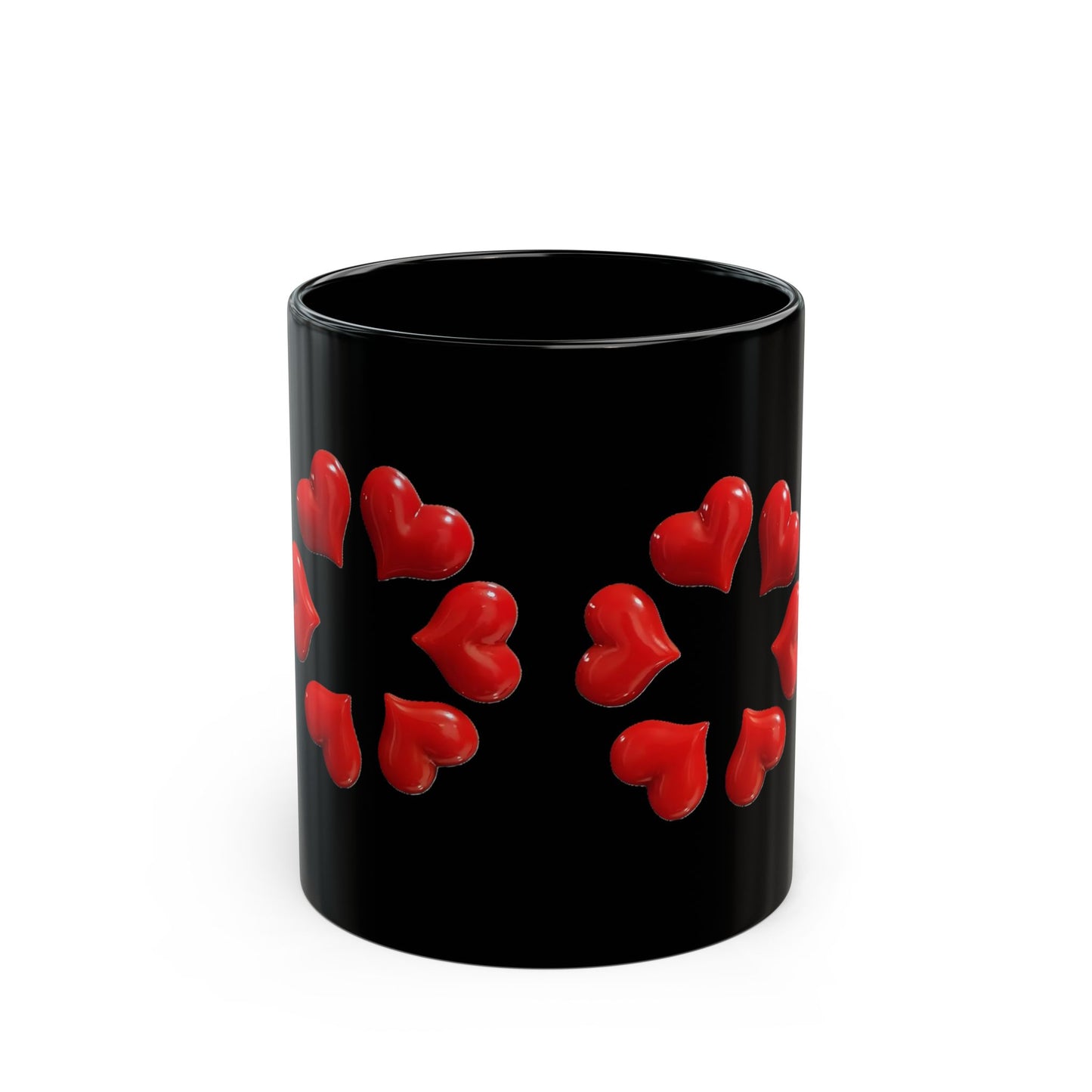 Black Heart Wreath Mug, Valentine’s Day Red Heart Coffee Mug