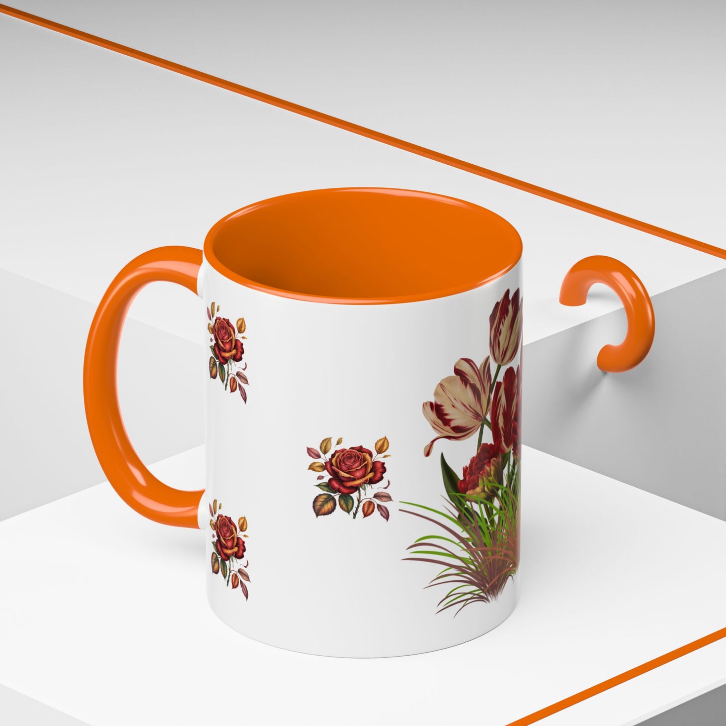 Floral Accent Coffee Mug, Boho Floral Mug.