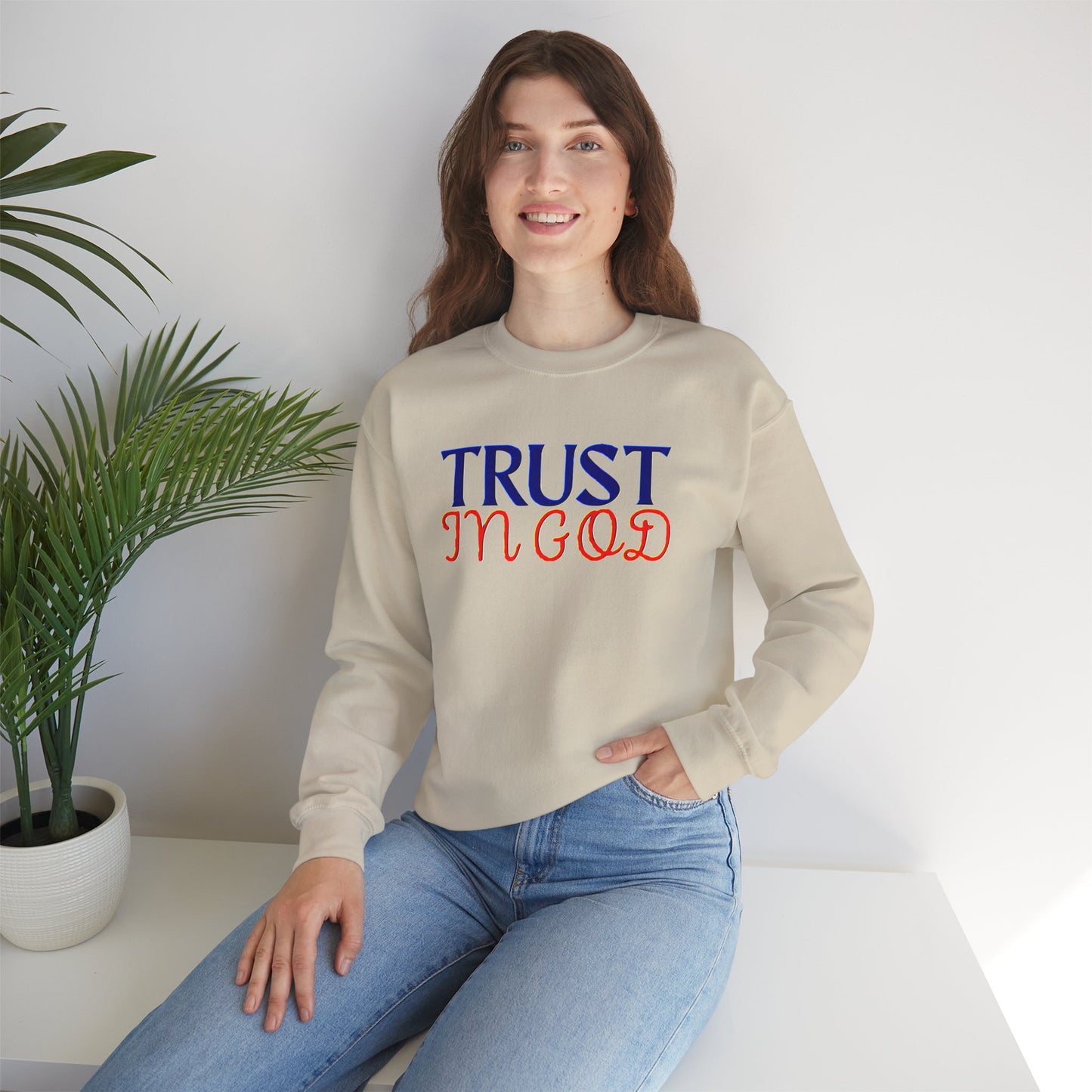 Trust in God Crewneck Sweatshirt - Inspirational Gift, Faith Apparel.