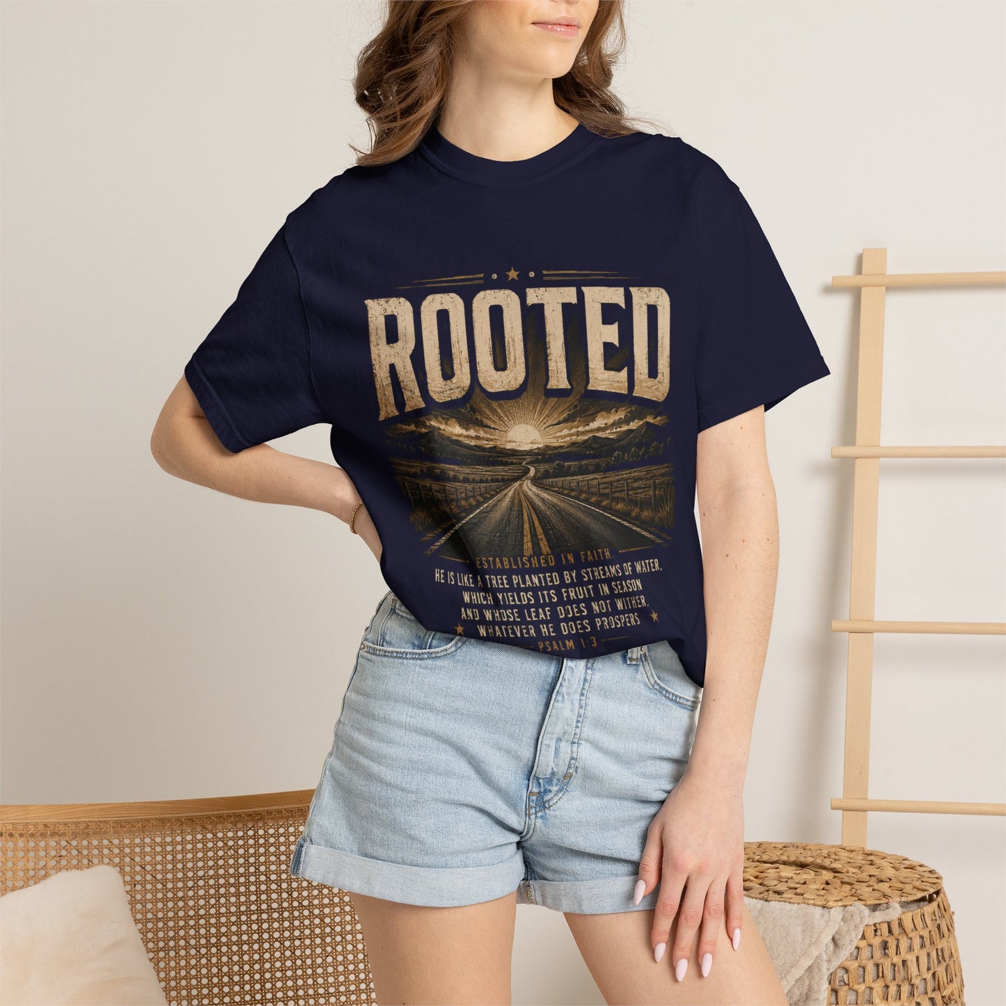 Rooted Road Vintage T-Shirt Inspirational Christian Faith Tee