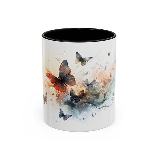 Butterfly Dreams Accent Coffee Mug - Artistic Drinkware, Gift for Nature Lovers, Home Decor, Birthday, Coffee Lovers