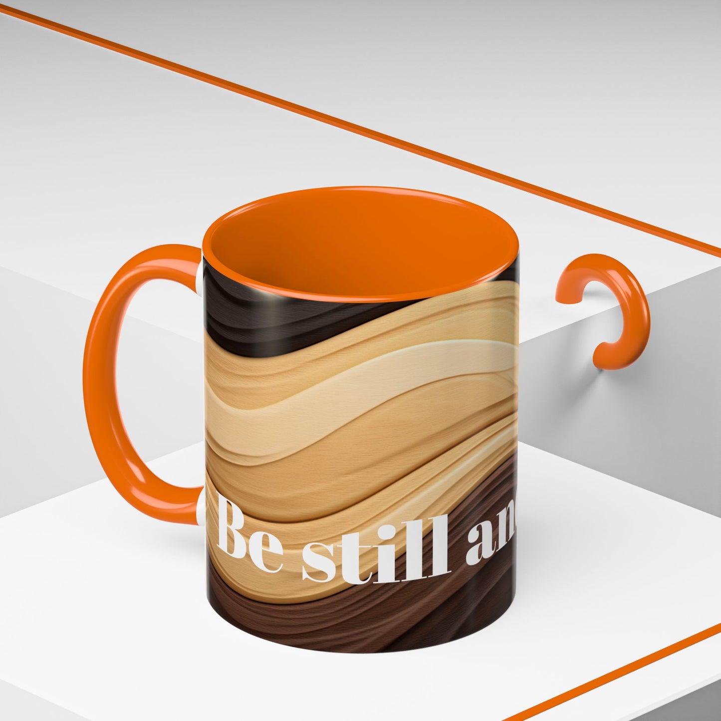 Accent Coffee Mug with Wavy Design.
