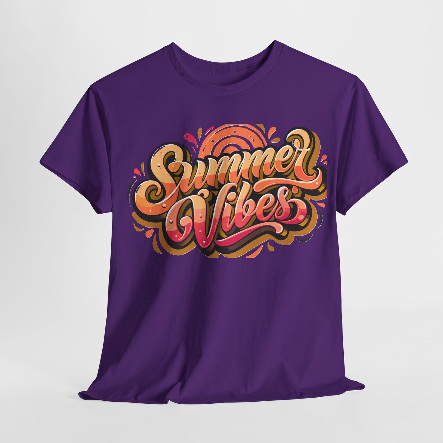 Summer Vibes Unisex Heavy Cotton Tee - Relaxed Fit, Casual Wear, Beach Outings, Gift for Friends, Summer Parties, Fun Graphic Tee