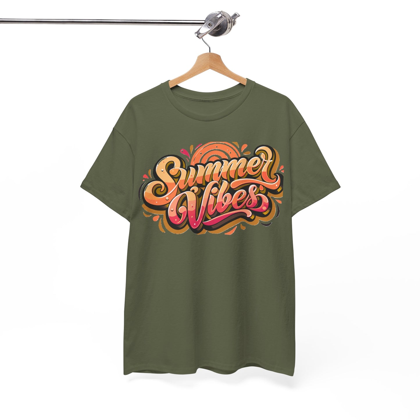 Summer Vibes Unisex Heavy Cotton Tee - Relaxed Fit, Casual Wear, Beach Outings, Gift for Friends, Summer Parties, Fun Graphic Tee