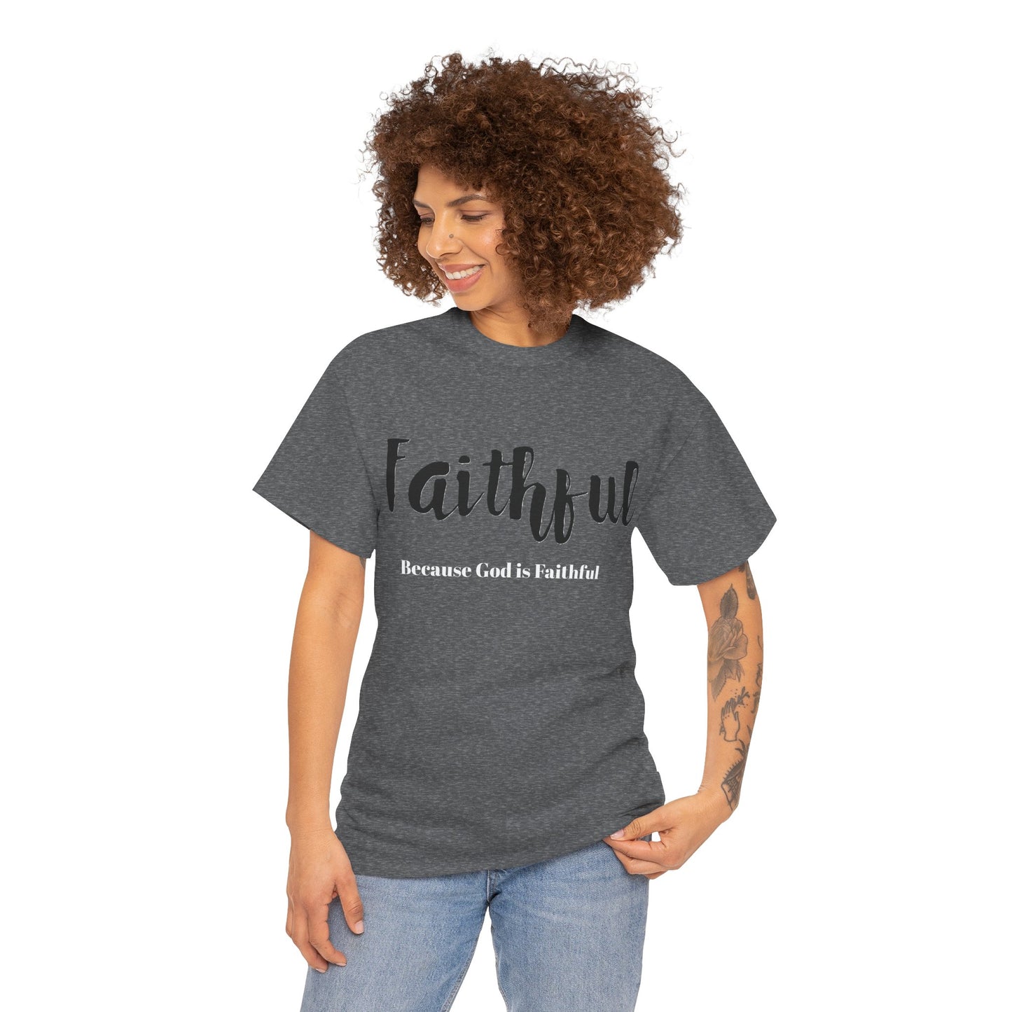 Faithful Unisex Heavy Cotton Tee, Christian Apparel.