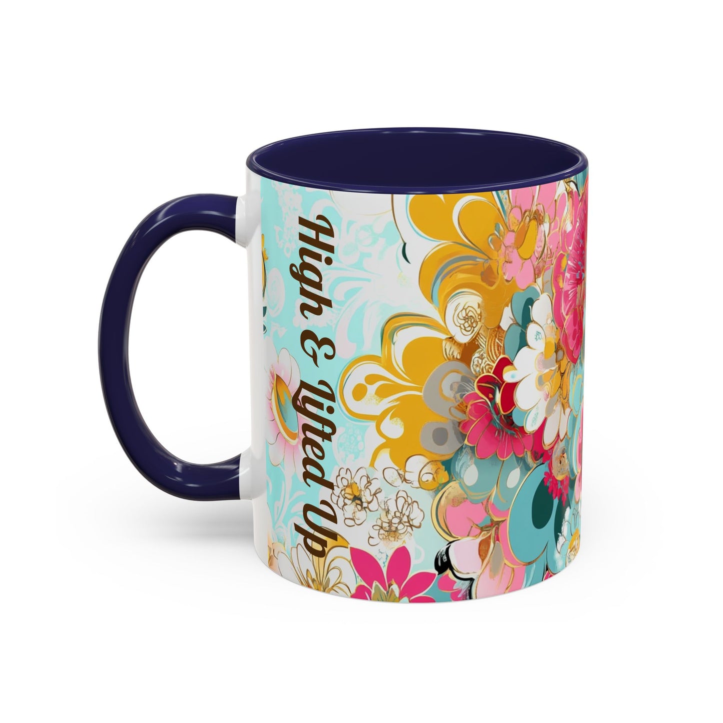 Vibrant Floral Accent Boho Coffee Mug, Floral.