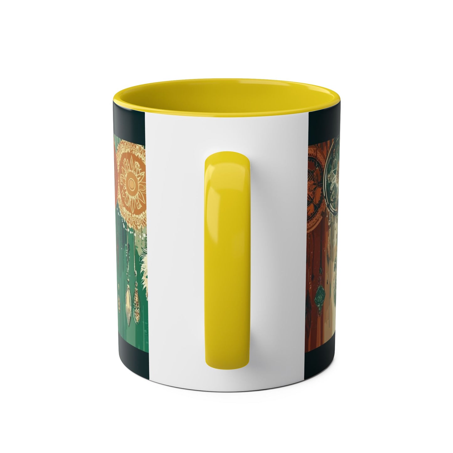 Dreamcatcher Two-Tone Coffee Mug, Boho Mug, Gift for Her, Home Decor, Coffee Lover's Mug, Unique Kitchenware