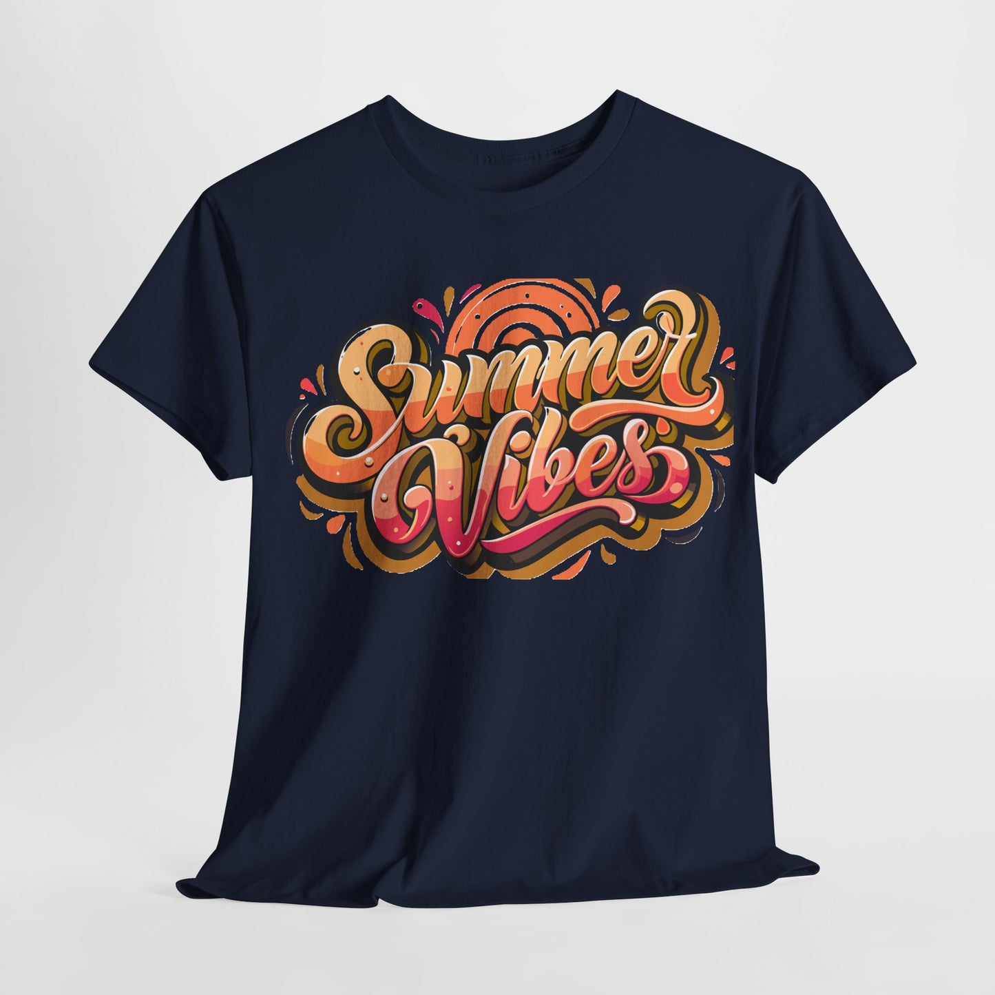 Summer Vibes Unisex Heavy Cotton Tee - Relaxed Fit, Casual Wear, Beach Outings, Gift for Friends, Summer Parties, Fun Graphic Tee