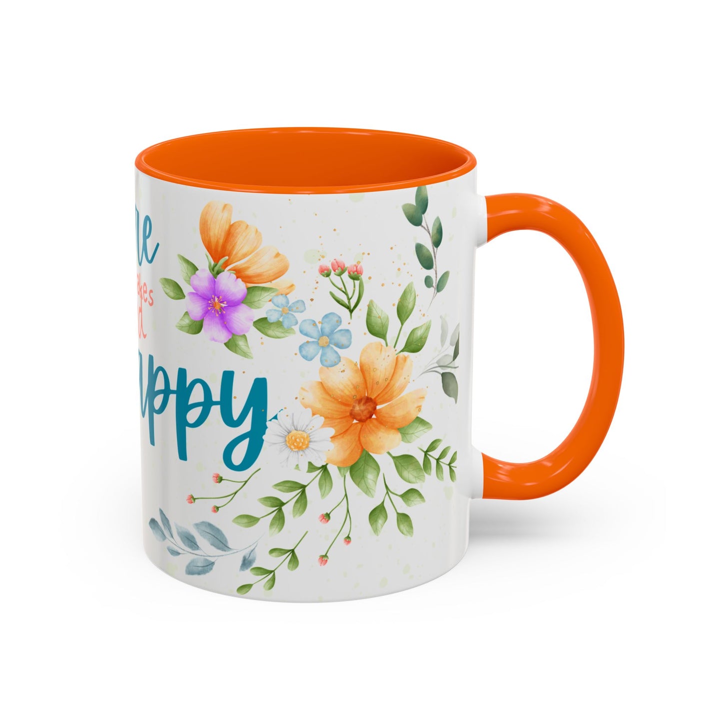 Floral Inspirational Coffee Mug, Do More of What Makes God Happy.