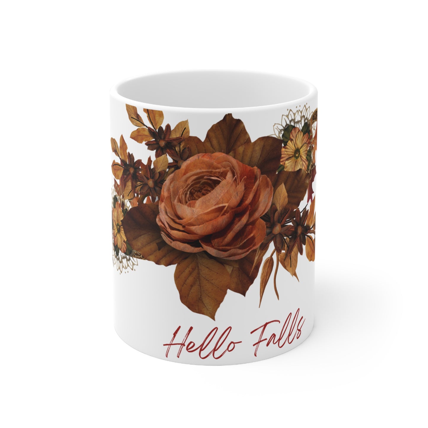 Seasonal Floral Ceramic Coffee Mugs, Fall Decor, Autumn Gifts, Tea Cups.